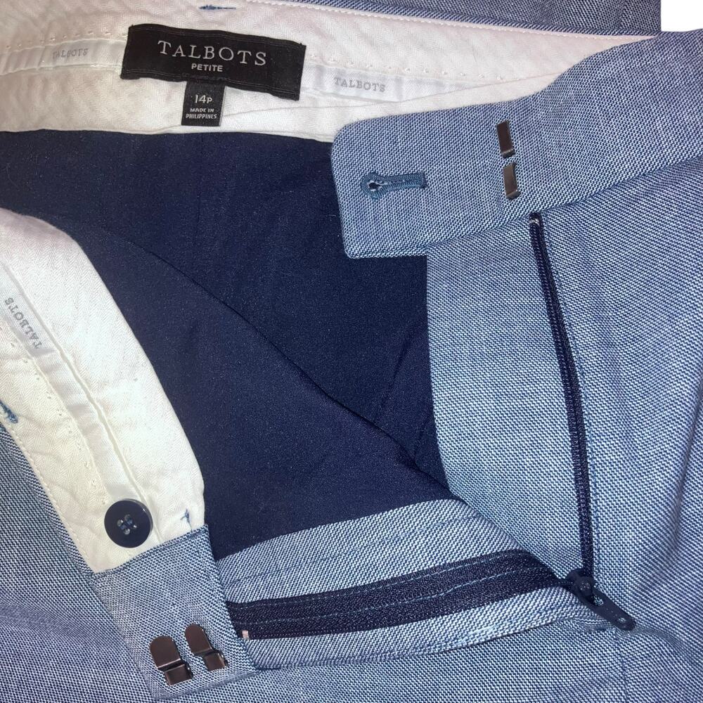 Talbots Light Blue Sharkskin Straight-leg Suit Pants- size 14P - Picture 7 of 13